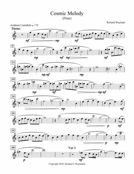 Free Sheet Music Cosmic Melody Flute