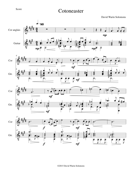 Free Sheet Music Cotoneaster For Cor Anglais And Guitar