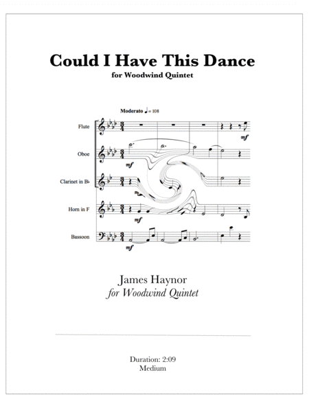 Could I Have This Dance For Woodwind Quintet Sheet Music