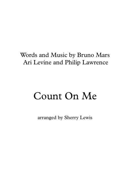 Free Sheet Music Count On Me Bruno Mars String Quartet For String Quartet