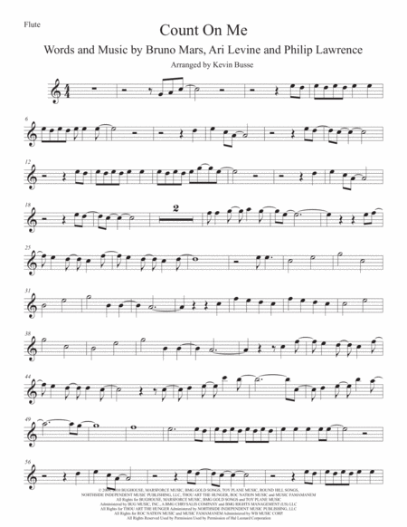 Free Sheet Music Count On Me Easy Key Of C Flute