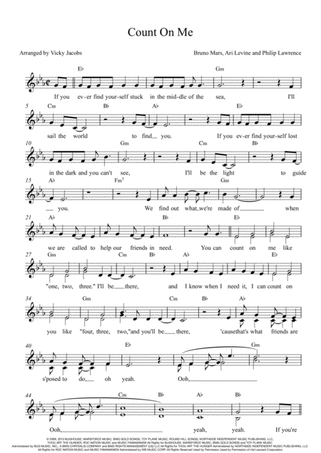 Free Sheet Music Count On Me Leadsheet For Singalongs