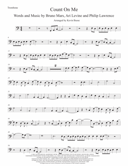 Count On Me Original Key Trombone Sheet Music