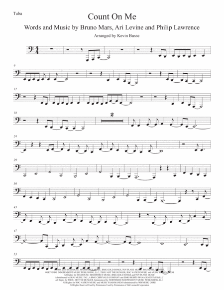 Count On Me Original Key Tuba Sheet Music