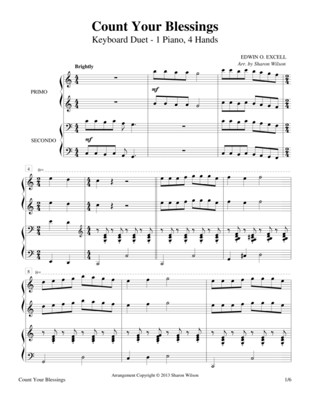 Count Your Blessings 1 Piano 4 Hands Sheet Music