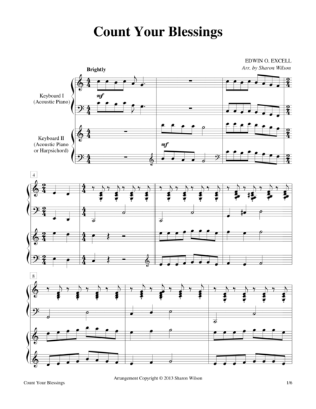 Count Your Blessings 2 Pianos 4 Hands Sheet Music