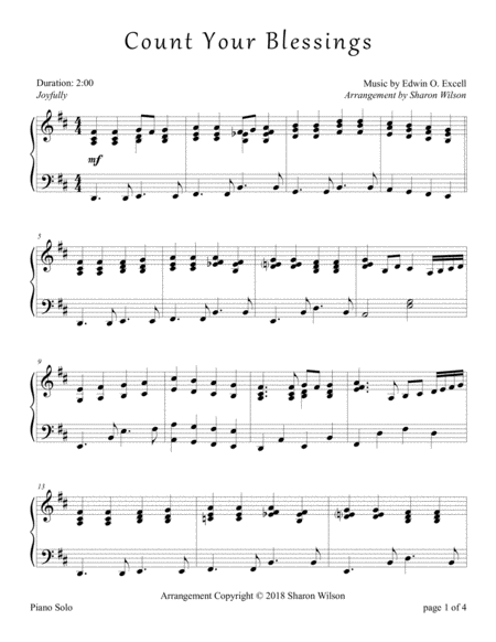 Count Your Blessings Piano Solo Sheet Music