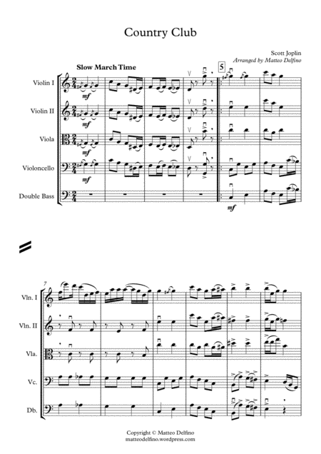 Free Sheet Music Country Club String Orchestra