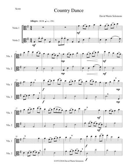 Country Dance For 2 Violas Sheet Music