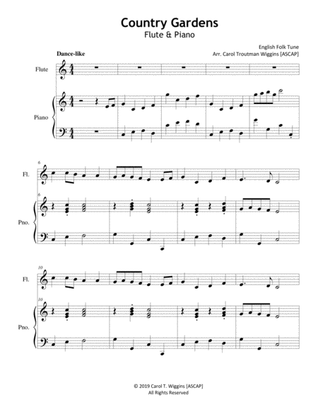 Country Gardens Flute Piano Sheet Music