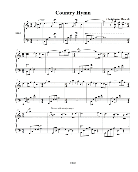 Free Sheet Music Country Hymn Piano Solo By Christopher Boscole