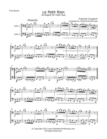 Couperin F Laa Petit Rien For Two Cellos Sheet Music