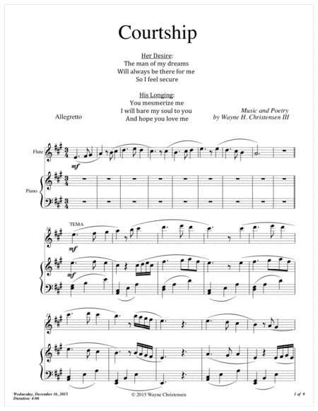 Free Sheet Music Courtship Flute And Piano