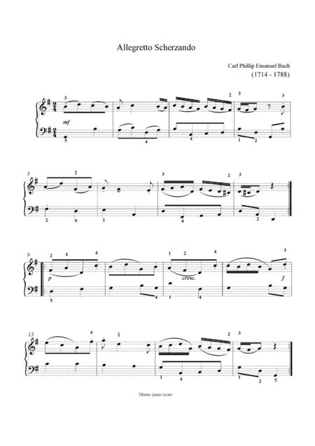 Cpe Bach Allegretto Scherzando Easy Piano Arrangement Sheet Music