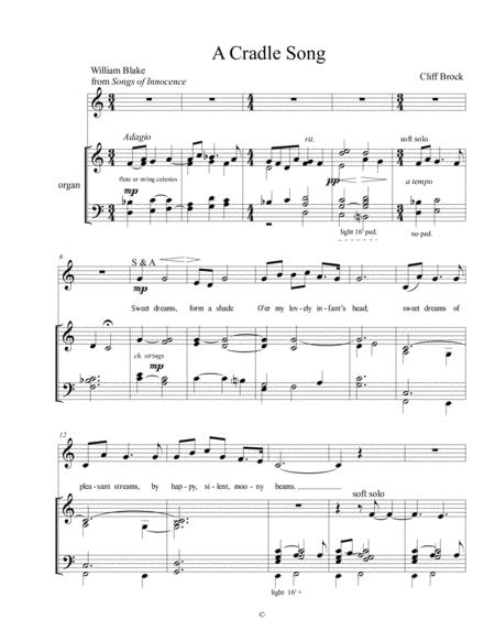 Free Sheet Music Cradle Song Choral Setting By Cliff Brock
