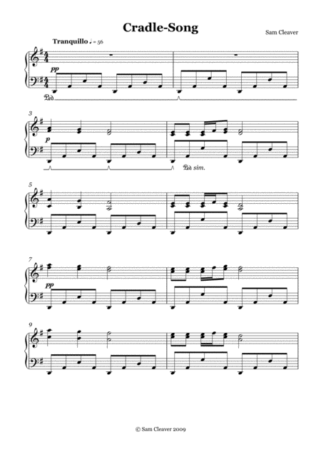 Free Sheet Music Cradle Song