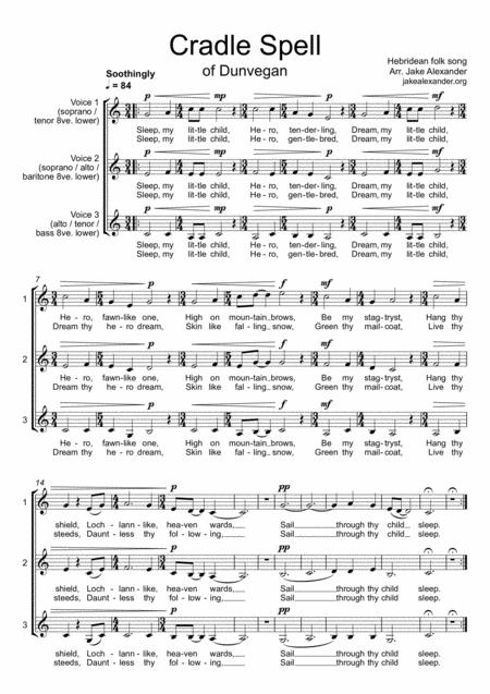 Cradle Spell Of Dunvegan A Cappella Choir In 3 Parts Sheet Music