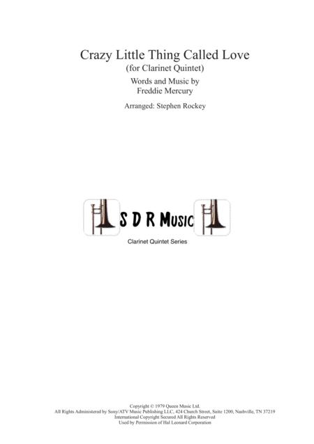 Free Sheet Music Crazy Little Thing Called Love For Clarinet Quintet