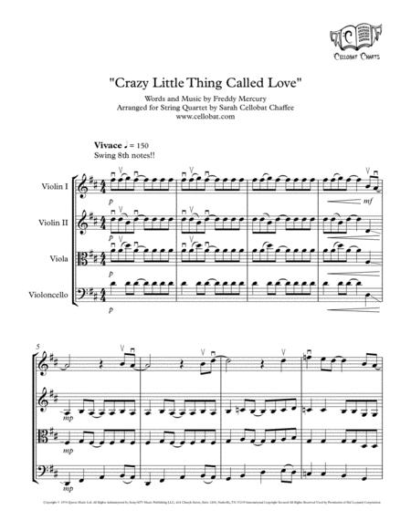 Crazy Little Thing Called Love String Quartet Queen Arr Cellobat Recording Available Sheet Music