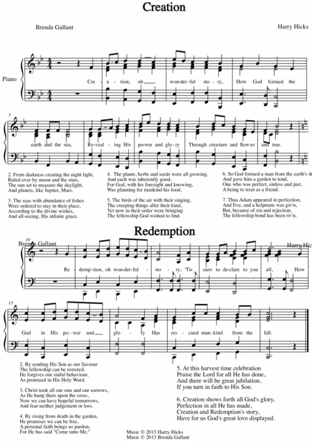 Creation And Redemption Two New Hymns Sheet Music