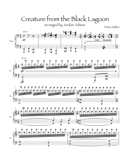 Free Sheet Music Creature From The Black Lagoon