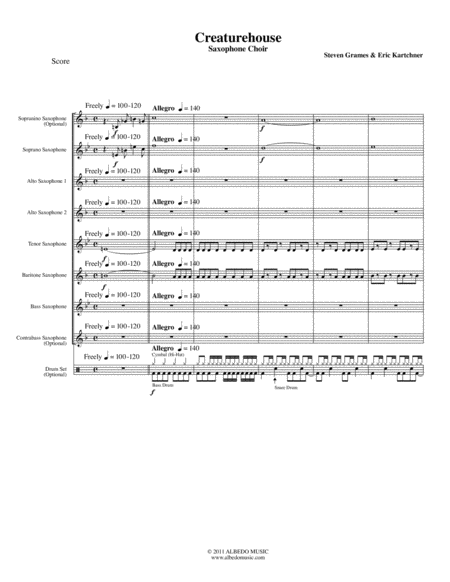 Creaturehouse Saxophone Choir Sheet Music