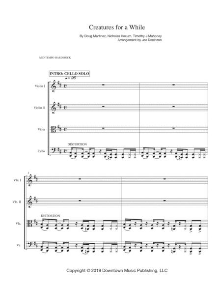 Free Sheet Music Creatures For A While For String Quartet