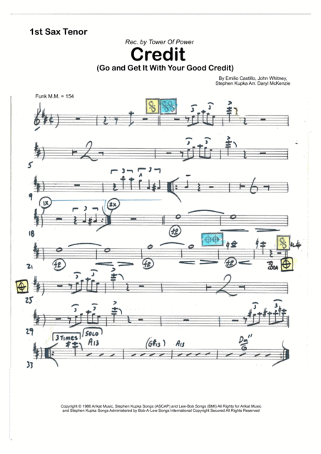 Free Sheet Music Credit Go And Get It With Your Good Credit Tower Of Power Male Vocal Key D