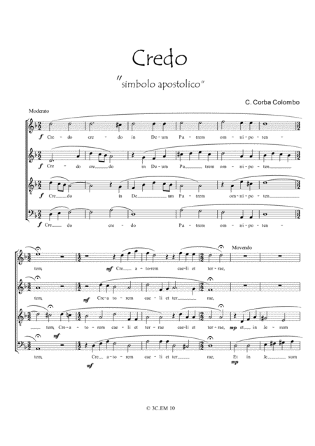 Credo Simbolo Apostolico Sheet Music