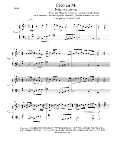 Creo En Mi Piano Solo Sheet Music