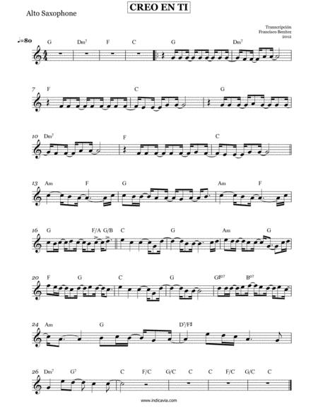 Free Sheet Music Creo En Ti For Alto Sax Includes Chords