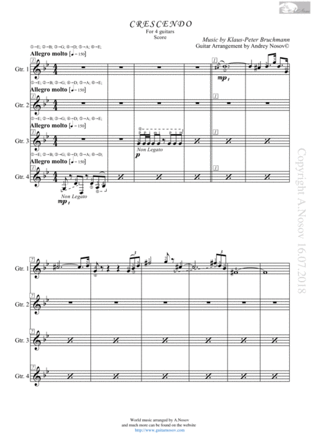 Free Sheet Music Crescendo Bruchmann Sheet Music For 4 Guitars