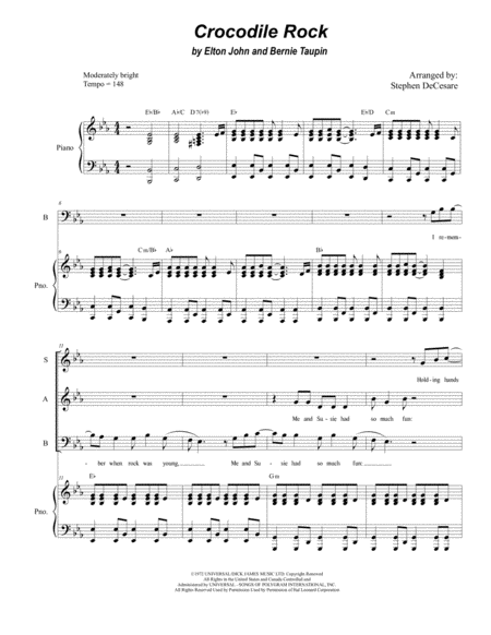 Crocodile Rock For Sab Sheet Music