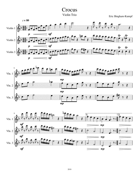 Free Sheet Music Crocus Violin Trio