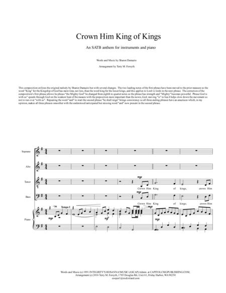 Free Sheet Music Crown Him King Of Kings Satb Reduction To