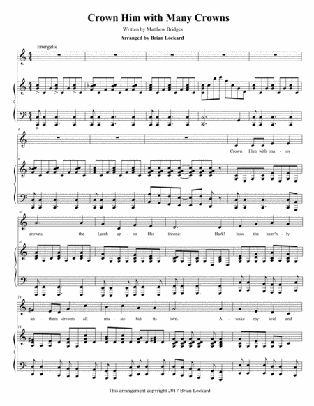 Free Sheet Music Crown Him With Many Crowns Medium Voice And Piano