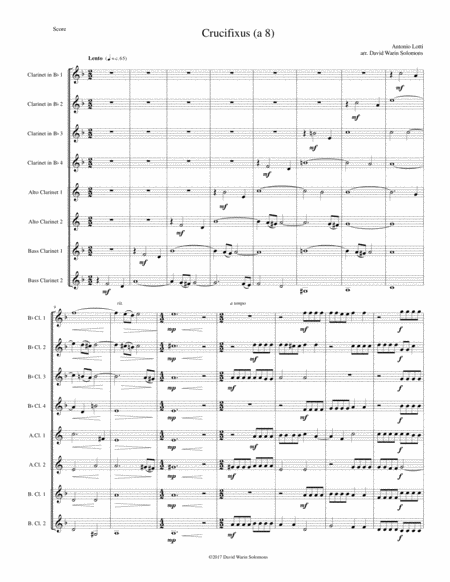 Crucifixus A 8 For Clarinet Octet Or Clarinet Choir In E Flat 4 Clarinets 2 Alto Clarinets And 2 Bass Clarinets Sheet Music