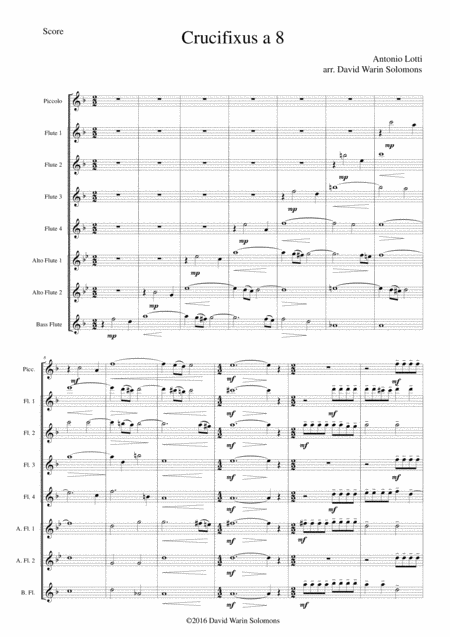 Crucifixus A 8 For Flute Choir Sheet Music