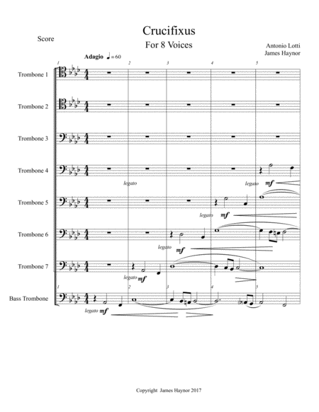 Crucifixus For 8 Voices Sheet Music