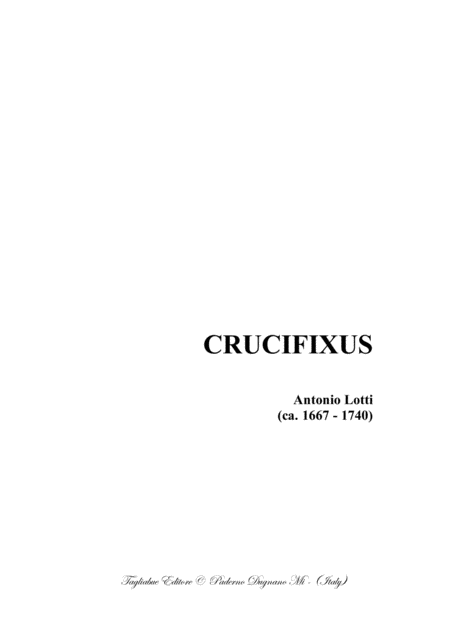 Crucifixus G B Lotti For Ssaattbb Choir Sheet Music