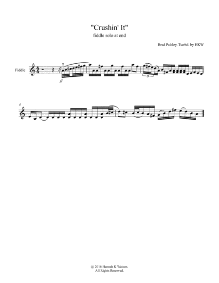 Crushin It Brad Paisley Fiddle Solo Sheet Music