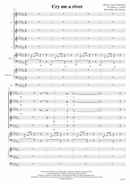 Free Sheet Music Cry Me A River Satb Popband