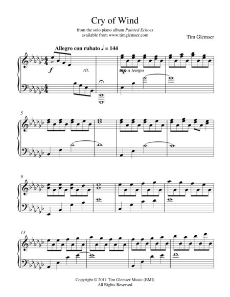 Free Sheet Music Cry Of Wind