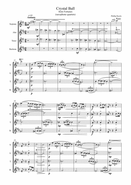 Free Sheet Music Crystal Ball From Fortunes Saxophone Quartet