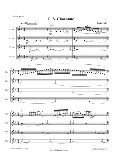 Free Sheet Music Cs Chaconne 4 Violins