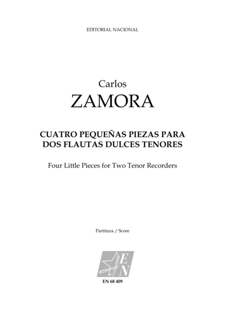 Cuatro Pequeas Piezas Para Dos Flautas Dulces Tenores Sheet Music