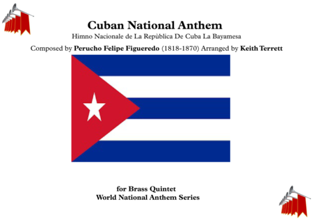 Free Sheet Music Cuban National Anthem Himno Nacionale De La Repblica De Cuba La Bayamesa For Brass Quintet
