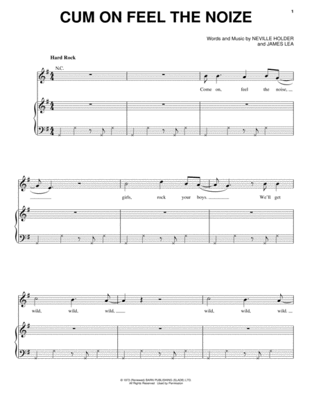 Free Sheet Music Cum On Feel The Noize