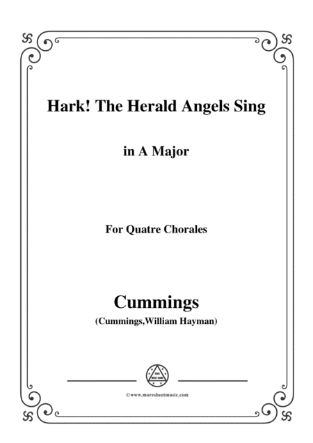 Free Sheet Music Cummings Hark The Herald Angels Sing In A Major For Quatre Chorales