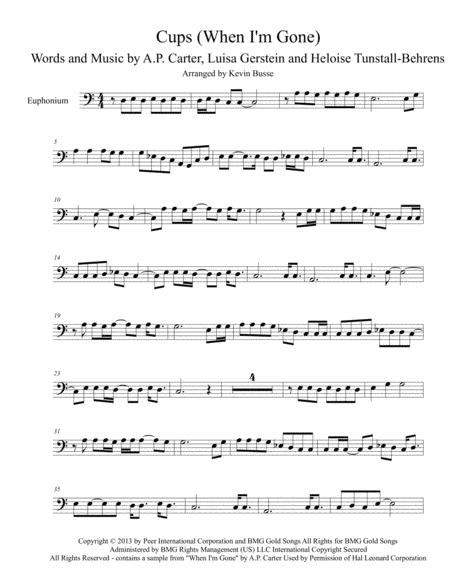 Cups When I M Gone Euphonium Sheet Music